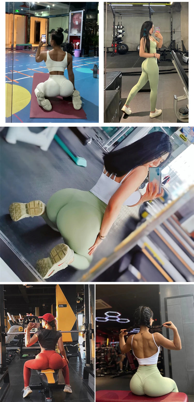 Pantalones de yoga para mujer con efecto push-up, tejido de tacto suave, leggings deportivos para gimnasio, mallas de cintura alta para entrenamiento y fitness, pantalones elásticos para realzar glúteos.