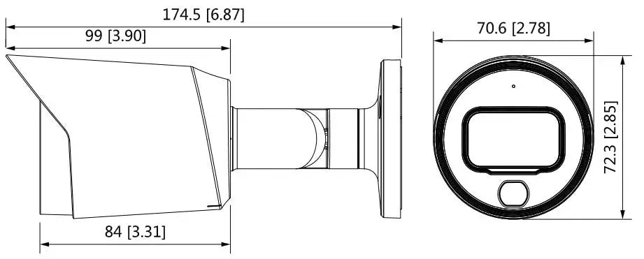Cámara tipo bala Dahua HAC-HFW1509T-A-LED de 5 MP a color con luz estelar y HDCVI. Micrófono integrado. Compatible conmutable entre CVI/CVBS/AHD/TVI.