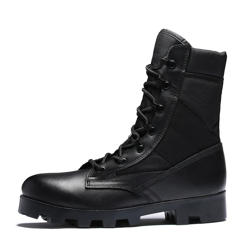 TaoBo 2024 Original Military Leather Boots Size 40-45 Men High Top Tactical Desert Combat Shoes SWAT Army Hiking Boot Zapatos