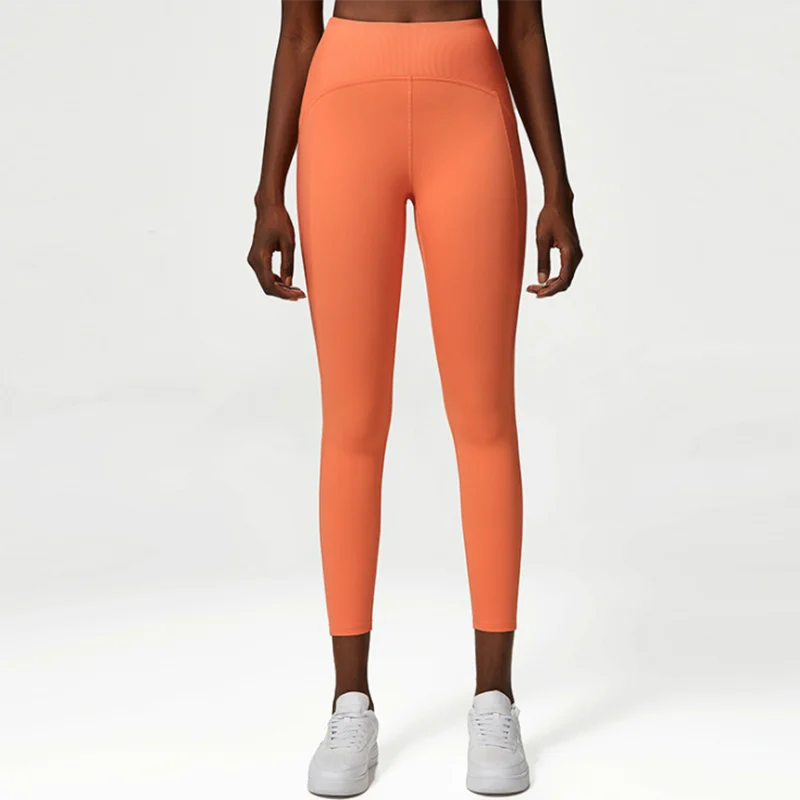 Pantalones de yoga para mujer, sensación de desnudez, alta elasticidad, nailon, cintura alta, leggings deportivos, realce, para correr, gimnasio, ropa deportiva femenina.
