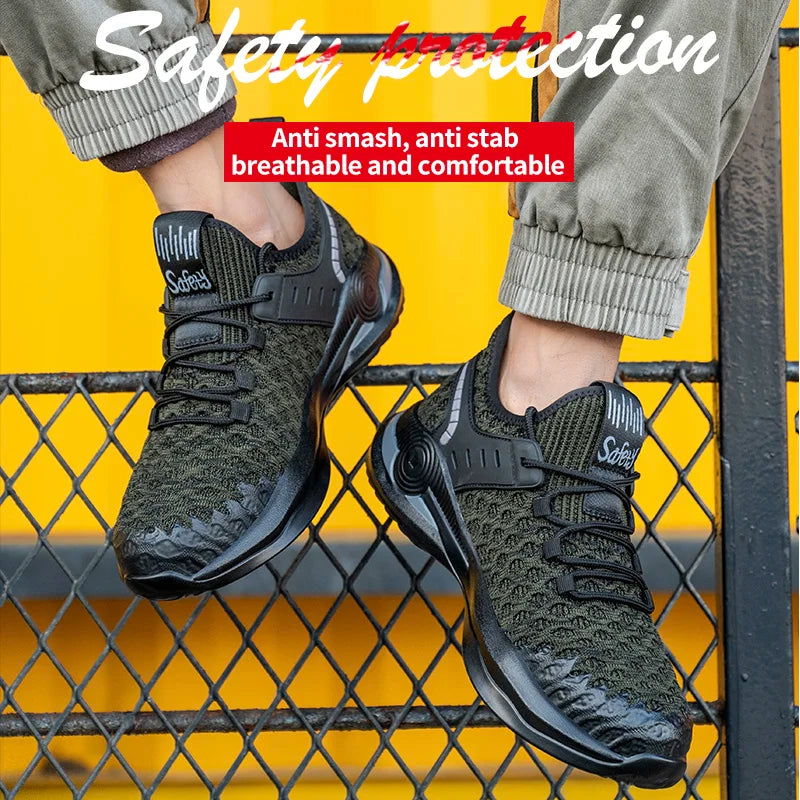 Zapatos de seguridad para hombre, tallas 37-50, botas con punta de acero, zapatillas de trabajo antiperforación, calzado masculino, zapatos de construcción indestructibles.