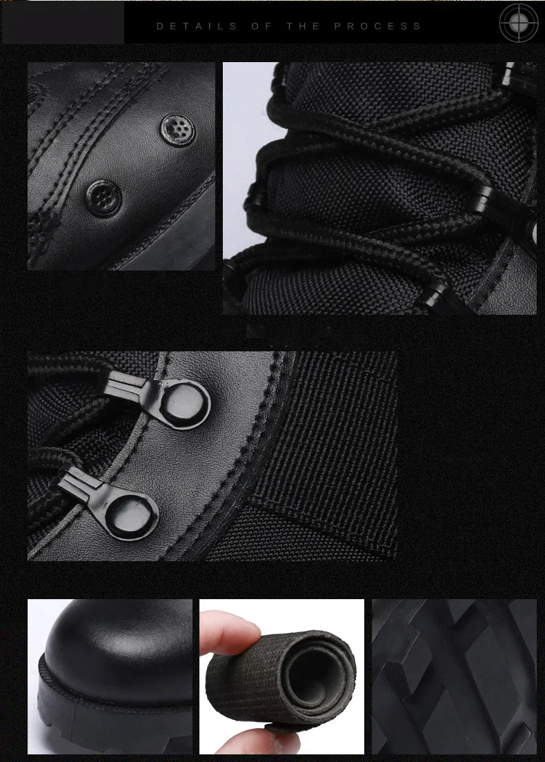 TaoBo 2024 Original Military Leather Boots Size 40-45 Men High Top Tactical Desert Combat Shoes SWAT Army Hiking Boot Zapatos