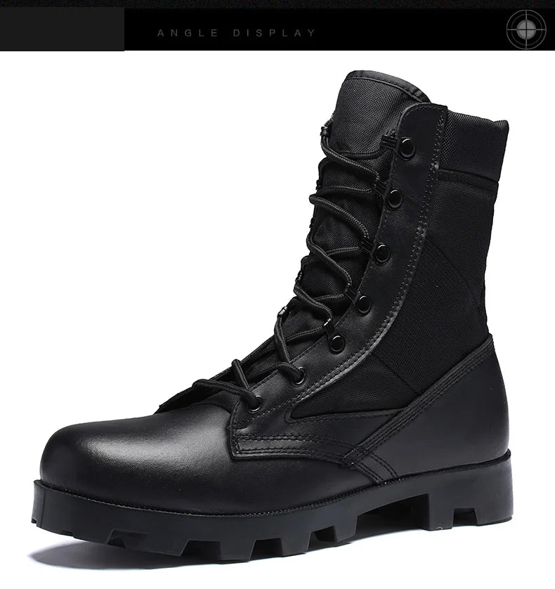 TaoBo 2024 Original Military Leather Boots Size 40-45 Men High Top Tactical Desert Combat Shoes SWAT Army Hiking Boot Zapatos