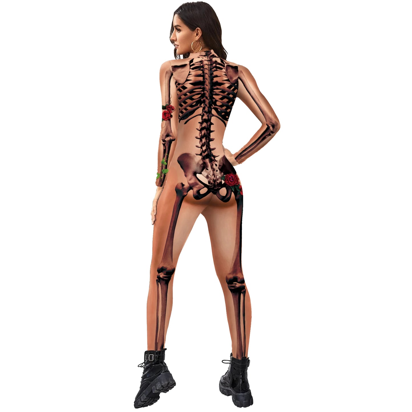 Color Cosplayer Halloween Skeleton Printed Jumpsuits Women Halloween Performance Outfits Party Cosplay Costume Zentai Fitness