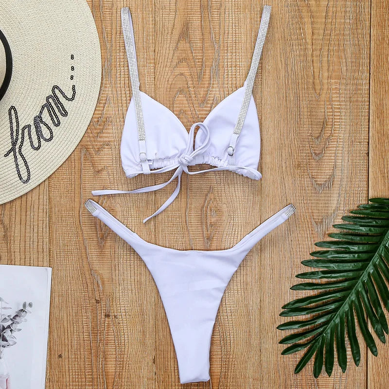 Sexy Shiny Sequins Mini Micro Thong Bikini Women Swimsuit Female Swimwear Two pieces Bikini set Brazilian Bathing Suit Swim Lady