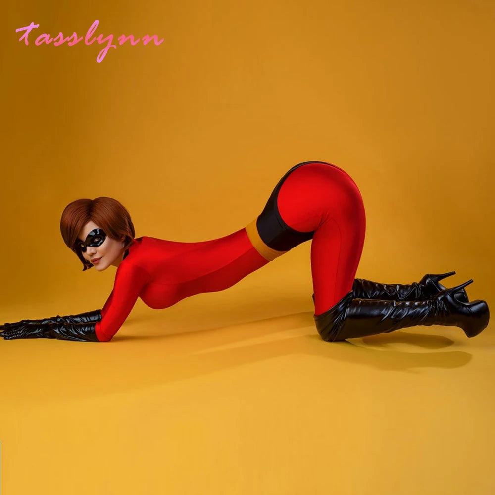 Mr Mrs Incredibles Cosplay Elastigirl Hulk Spider Family Adult Kid Suit Jumpsuit Bodysuit Halloween Costumes for Women