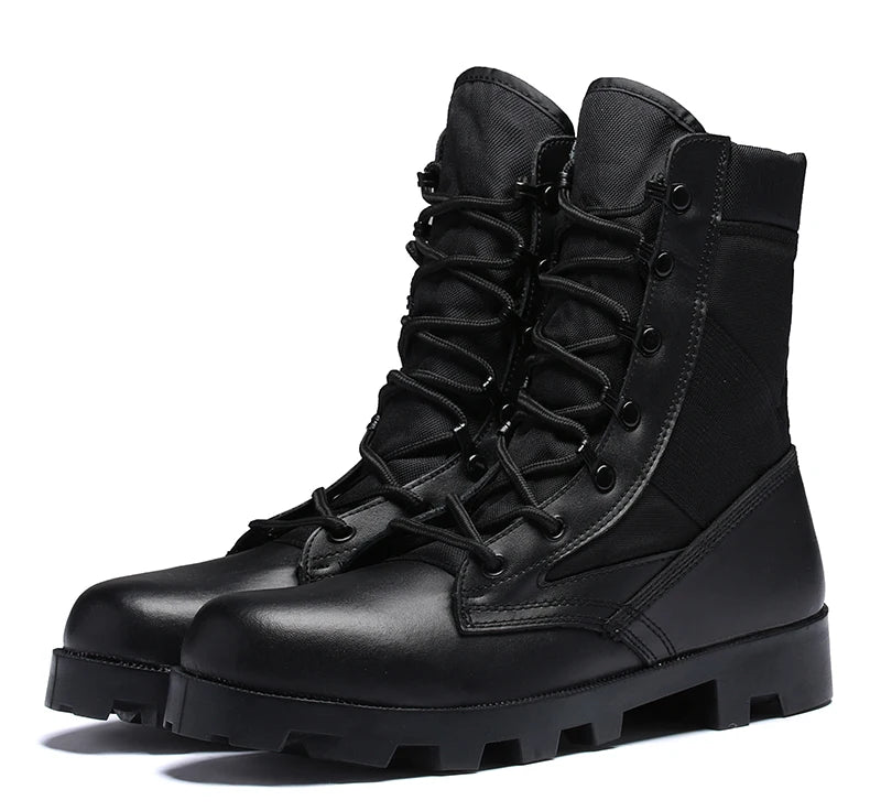 TaoBo 2024 Original Military Leather Boots Size 40-45 Men High Top Tactical Desert Combat Shoes SWAT Army Hiking Boot Zapatos