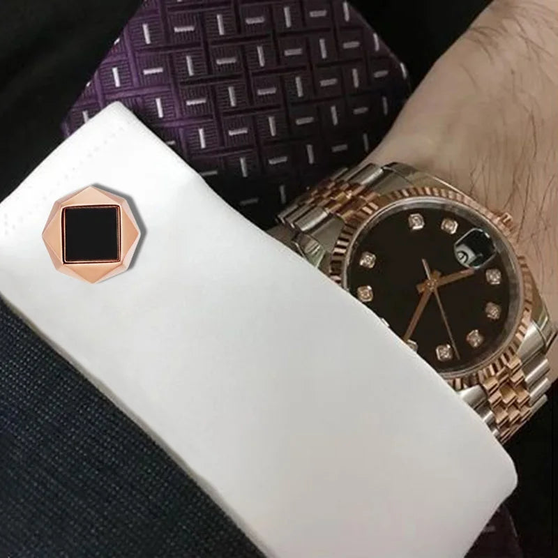 Gemelos y tachuelas de acrílico para hombre, accesorios de joyería para camisa de esmoquin, bodas, fiestas y reuniones, regalo para él con caja de regalo.