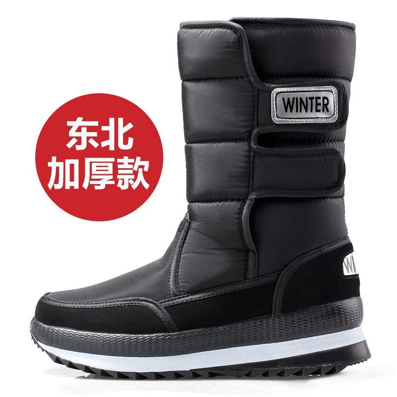 Botas de nieve gruesas, antideslizantes, cálidas, de terciopelo, para hombre y mujer, de algodón, para invierno.