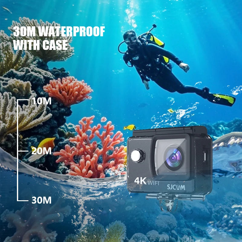 Cámara de acción deportiva SJCAM SJ4000 Air con vídeo 4K, resistente al agua hasta 30 m, 2,4 G, WiFi, para bicicletas y motocicletas.