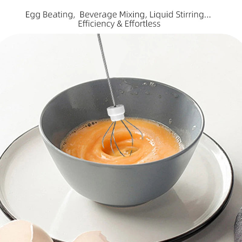 Espumador de leche eléctrico + batidor de huevos inalámbrico con carga tipo C, 3 velocidades, miniespumador de mano, batidor de café, herramientas de cocina