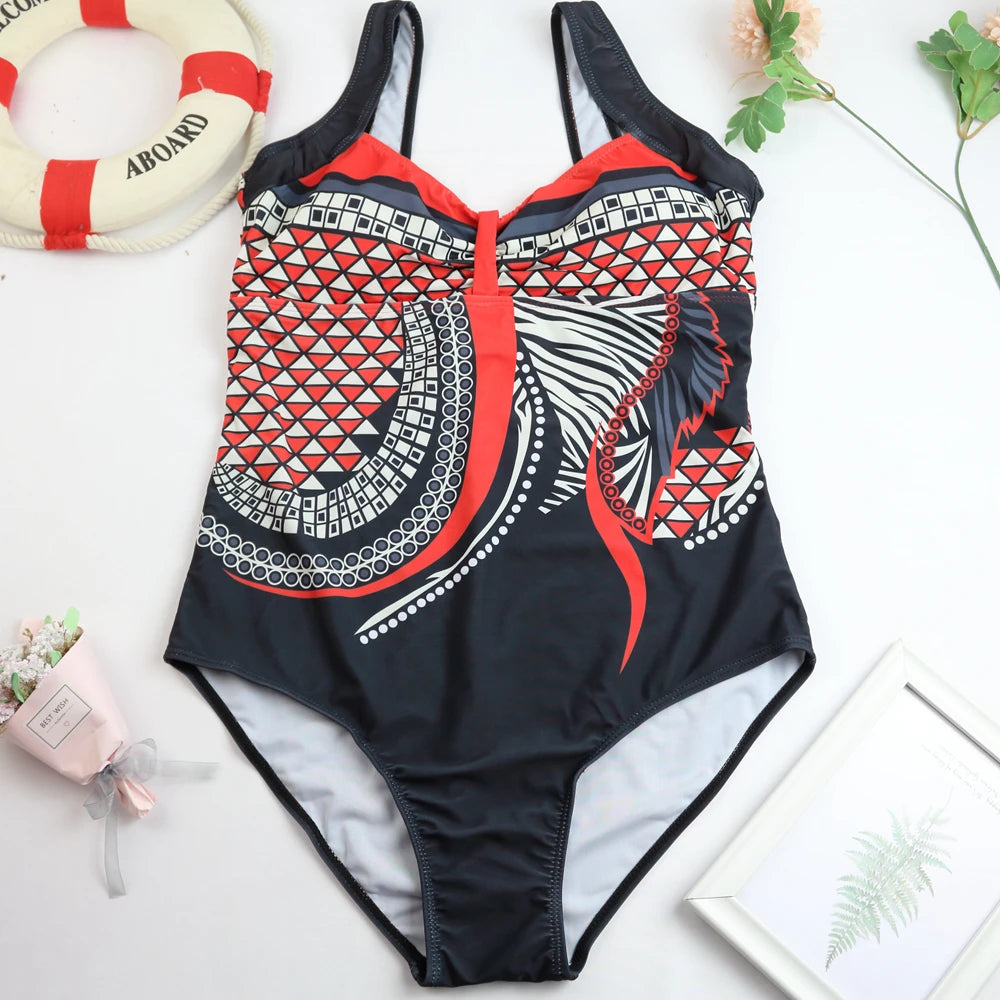 2024 One Piece Swimsuit Sexy Ruched Tummy Control Swimwear Women Vintage Solid Monokini Beachwear Female Bathing Suit Plus Size