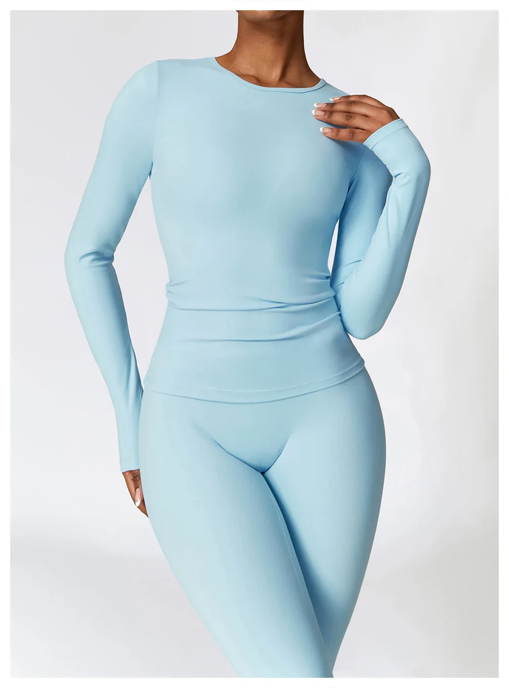 2PCS Seamless Yoga Set Women Workout Set Sportswear Gym Clothing Fitness Long Sleeve Crop Top High Waist Leggings Sports Suits