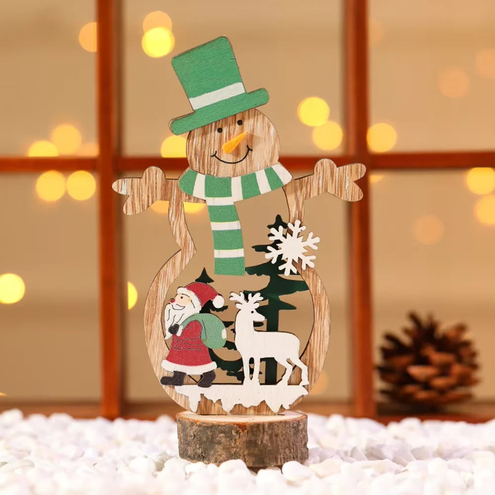 Decoración navideña DIY, manualidades de madera, adornos creativos, Papá Noel, muñeco de nieve, reno, decoración de escritorio navideña, regalos