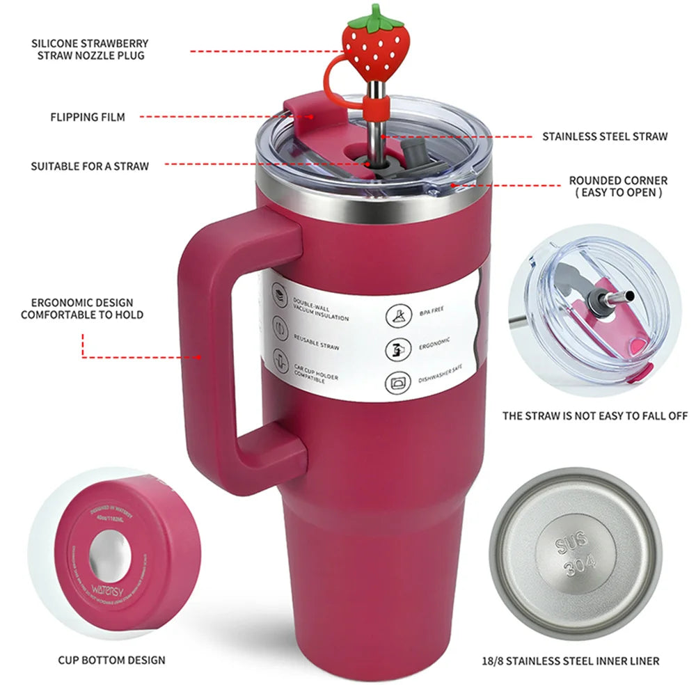 Vaso de acero inoxidable de 30 oz/40 oz, botella térmica de gran capacidad, termos dobles para mantener el frío, taza de regalo DIY