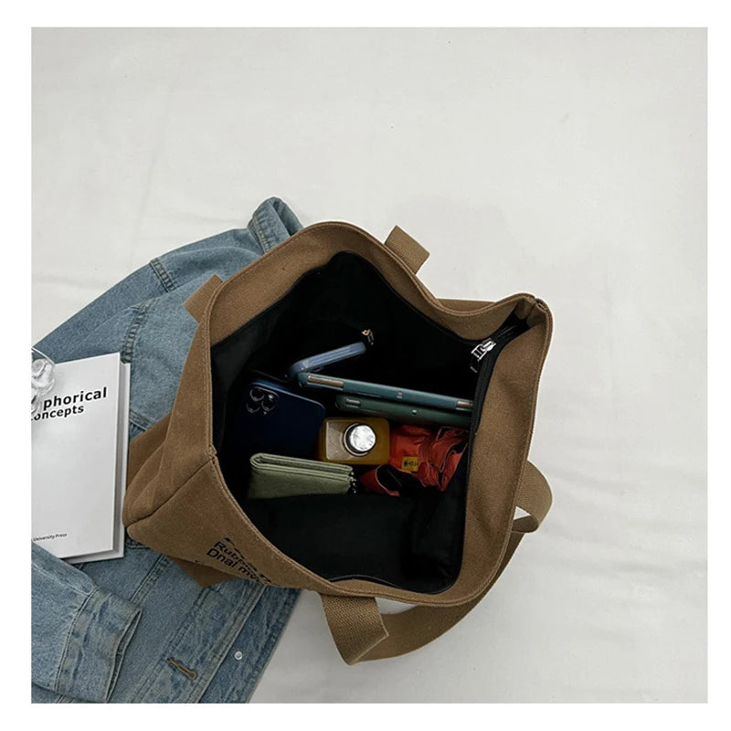 Bolso de lona para mujer, moderno, espacioso y duradero, con cierre de cremallera y diseño clásico, perfecto para el trabajo.