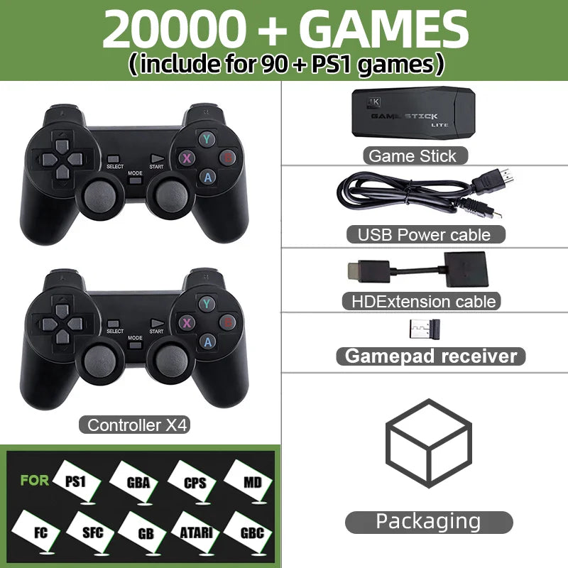 Consola de videojuegos arcade VILCORN 4K TV Game Stick con doble joystick arcade para juegos MAME/Sega/PS1/Atari, regalo para niños