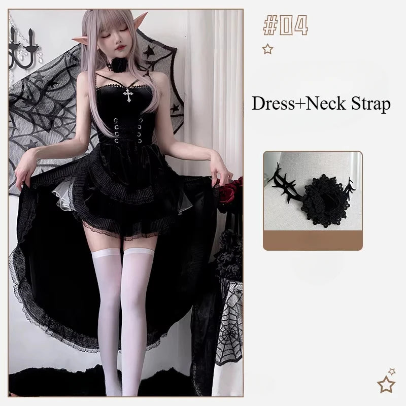 European and American Diablo Gothic Halloween Costume Ladies Dress Dovetail Witch Vampire Bride Performance Costume