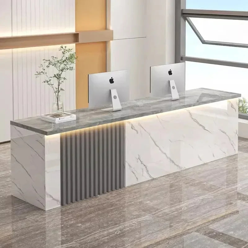 Mostrador de oficina Mostradores de recepción Decoraciones Belleza Mostradores de recepción modernos Salón de lujo Mostrador Negocio Mobiliario comercial