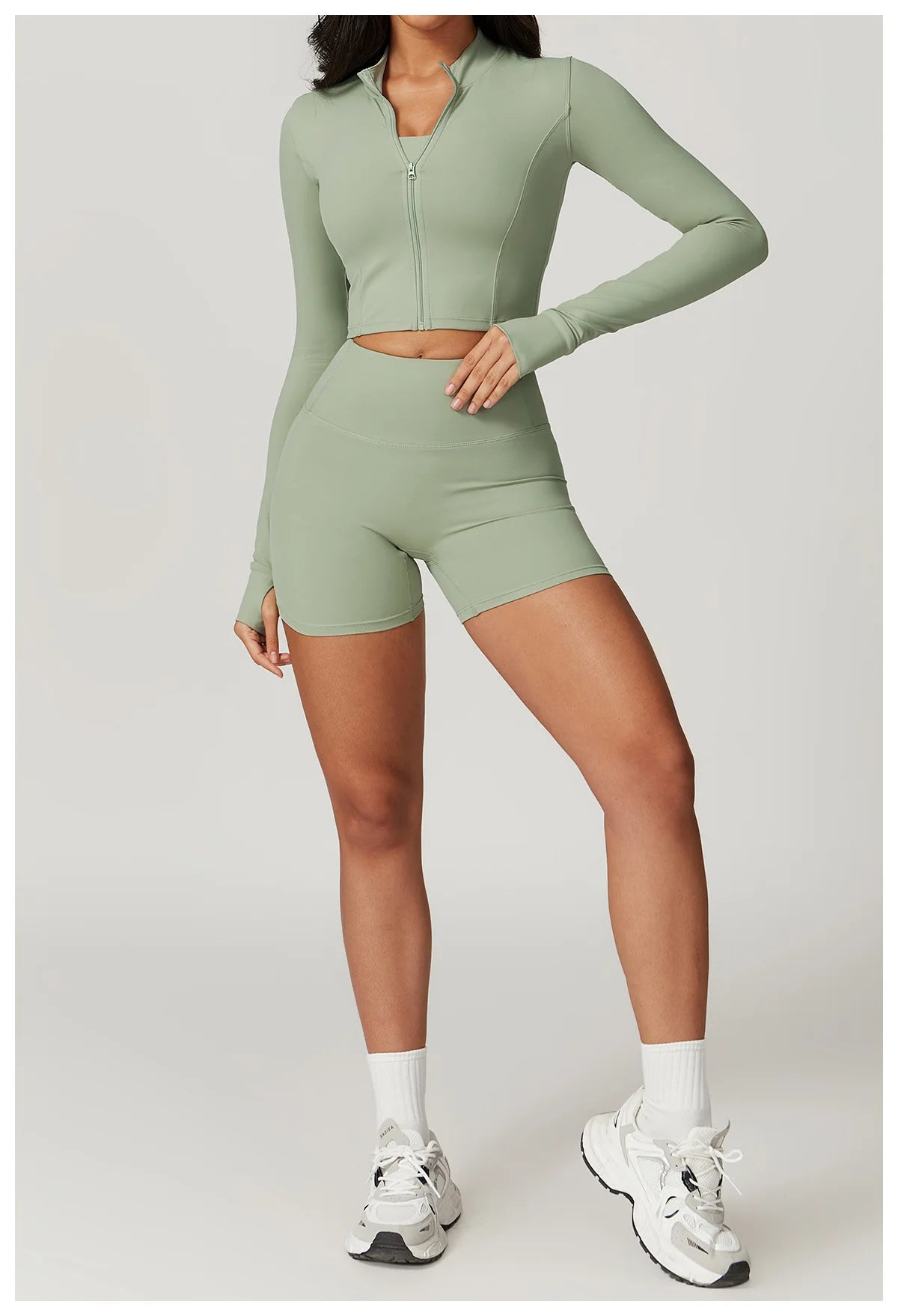Conjunto de yoga de 3 piezas para mujer, conjuntos de entrenamiento, ropa deportiva para gimnasio, ropa deportiva con cremallera, leggings de manga larga y cintura alta, trajes deportivos, traje de yoga