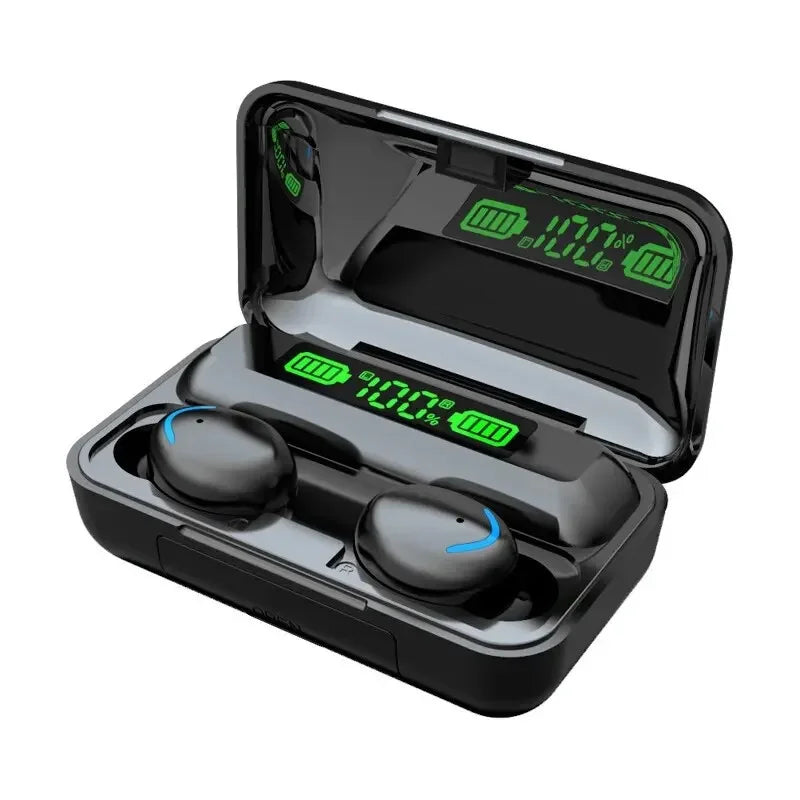 Auriculares inalámbricos Bluetooth F9 5C TWS, impermeables, con pantalla digital y estuche de carga de gran capacidad.