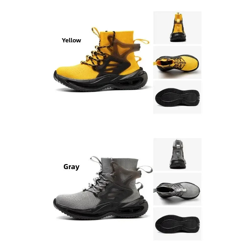 Tall Men's Anti Smashing and Anti Piercing Steel Toe Protective Safety Shoes Lightweight and Breathable Wear Resistant Durable