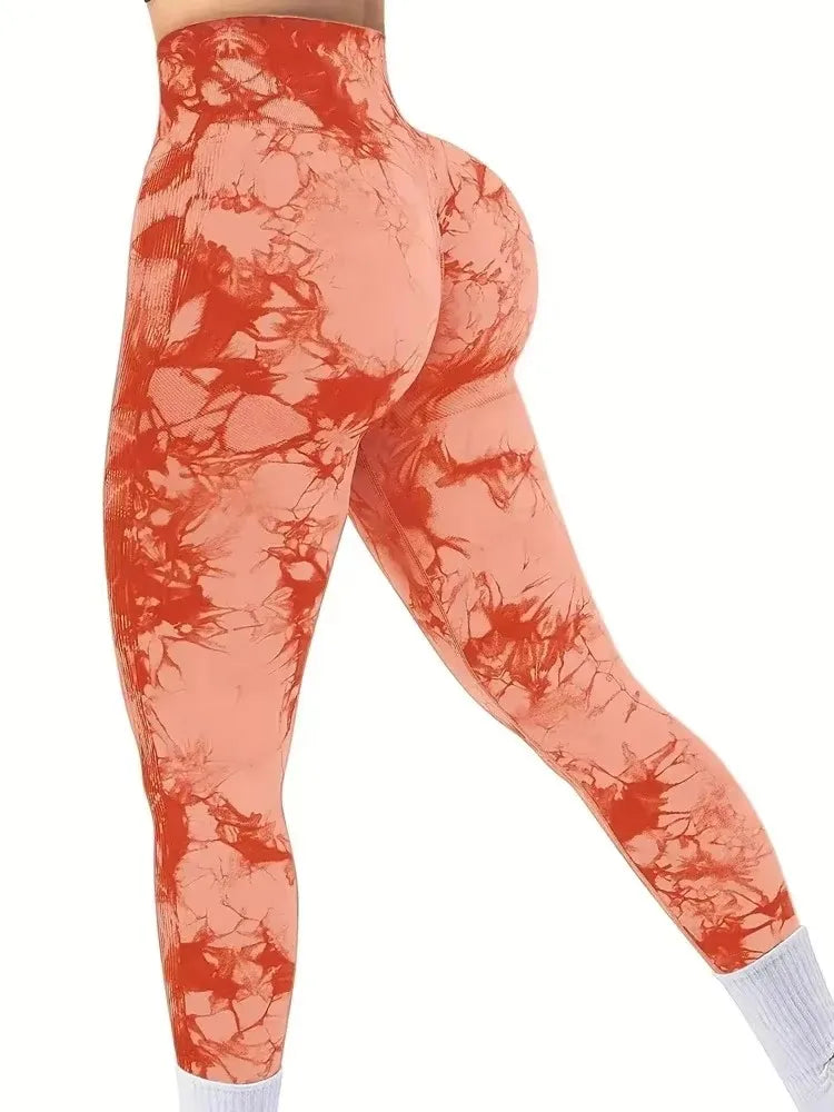 Mallas para mujer, leggings tie-dye, cintura alta, levanta glúteos, control de abdomen, push-up, sin costuras, pantalones de yoga, ropa deportiva para gimnasio.