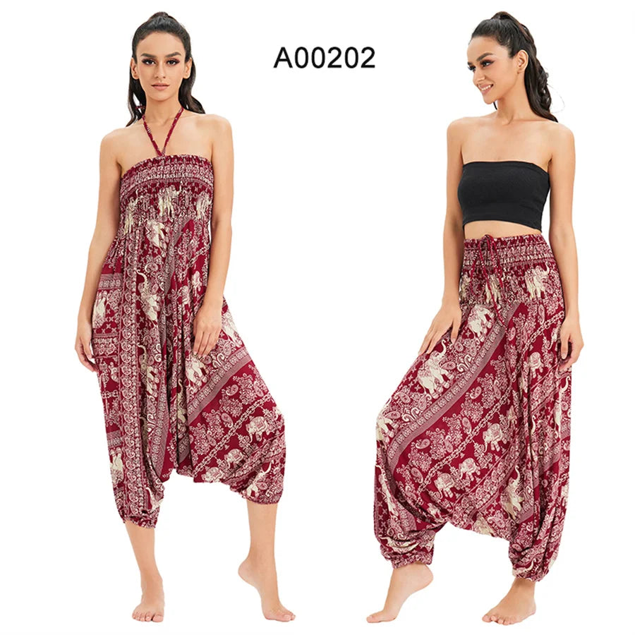 Bohemian Pants Women Pantalones Mujer Hippie High Waist Rayon Harem Baggy Boho Yoga Beach Wear Pour Femme Calca Feminina Printed