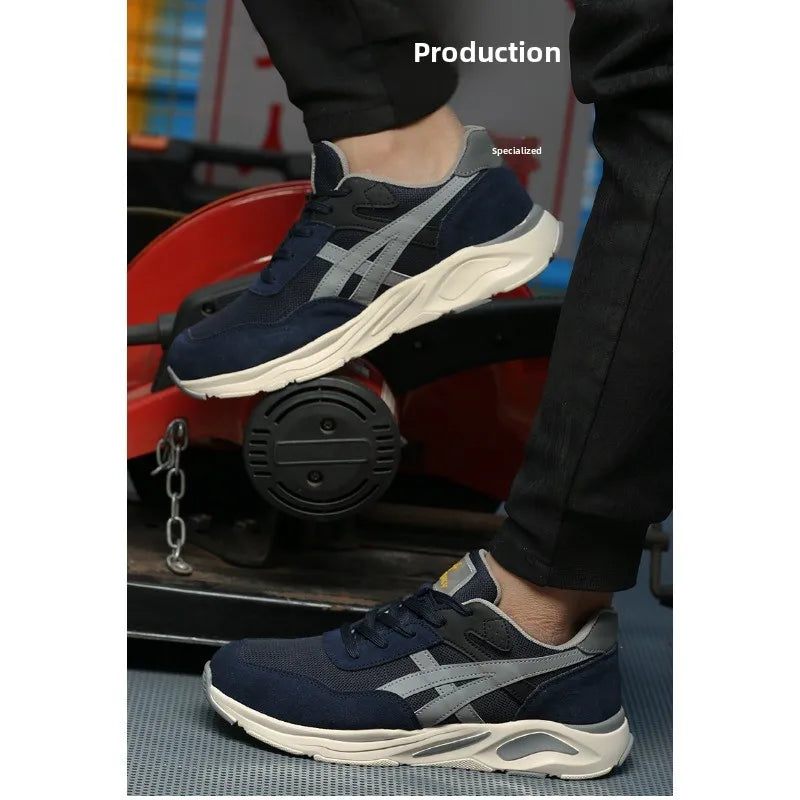 Nuevos zapatos de protección laboral ligeros y transpirables para hombres y mujeres, con puntera de acero antiaplastamiento y antipinchazos.