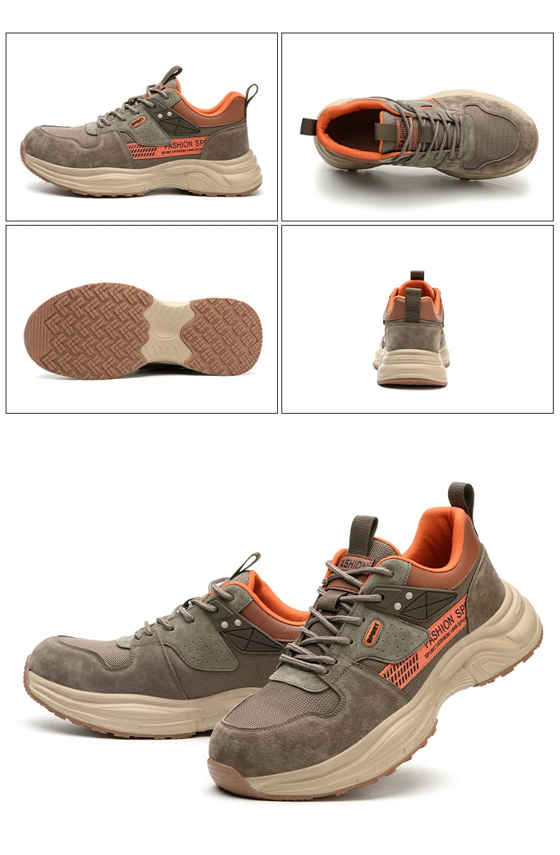 Zapato de trabajo antiperforación para hombre, zapatillas de trabajo de seguridad transpirables con puntera de acero, zapatos indestructibles, botas de trabajo transpirables.
