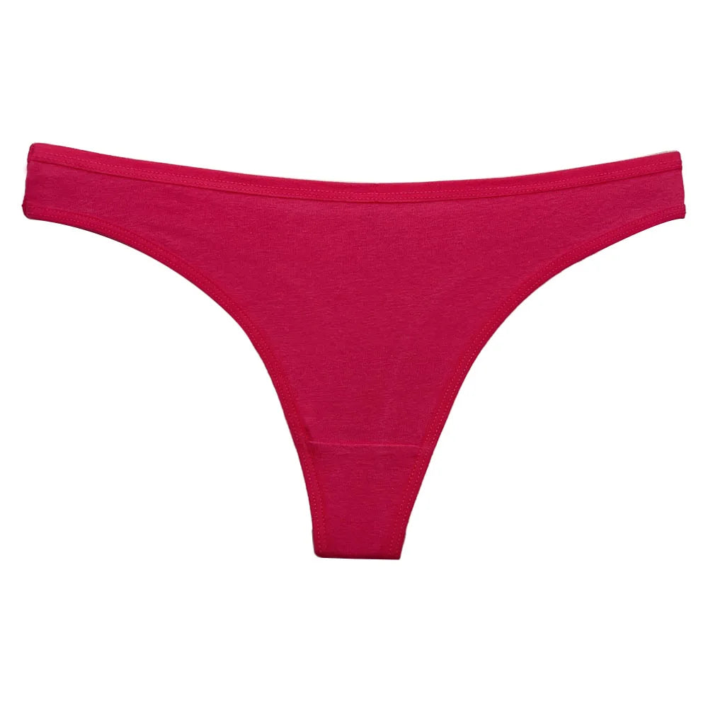 Conjunto de 5 bragas de algodón para mujer, tanga, ropa interior sexy, lencería femenina, bragas íntimas de color liso.