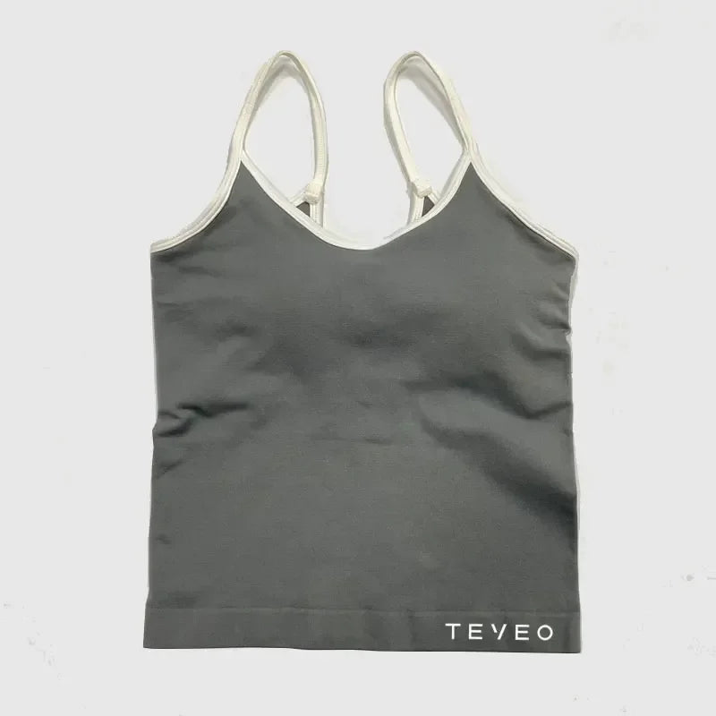 TEVEO - Pantalones cortos deportivos de yoga para mujer, pantalones deportivos elásticos para fitness y ciclismo, conjunto de sujetador de yoga corto Ignite Sculpt Scrunch, leggings