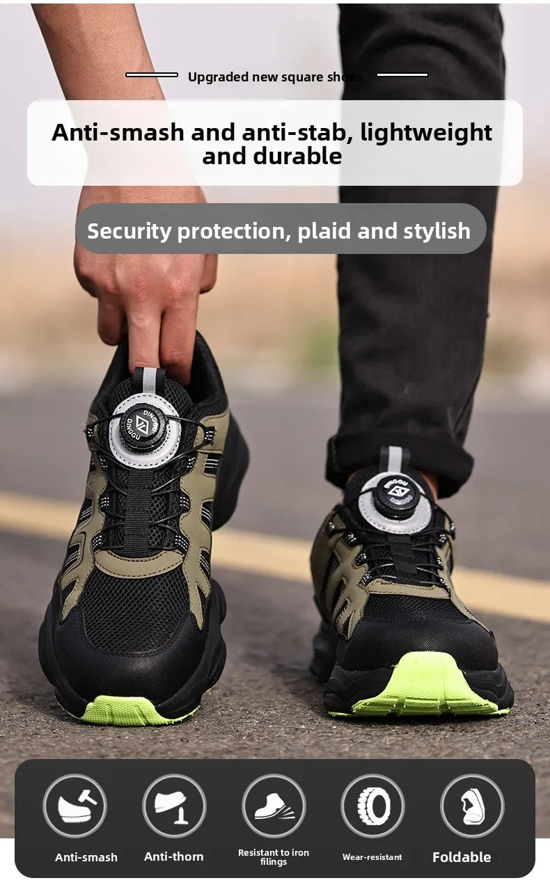 Calzado de seguridad laboral para hombre, resistente a impactos y perforaciones, con puntera de acero, tejido ligero y protección Flykned.