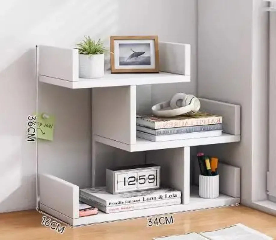 Estantería de escritorio para libros, estantería de almacenamiento y escritorio para el hogar, estantería pequeña para dormitorio, oficina, estante simple de varias capas