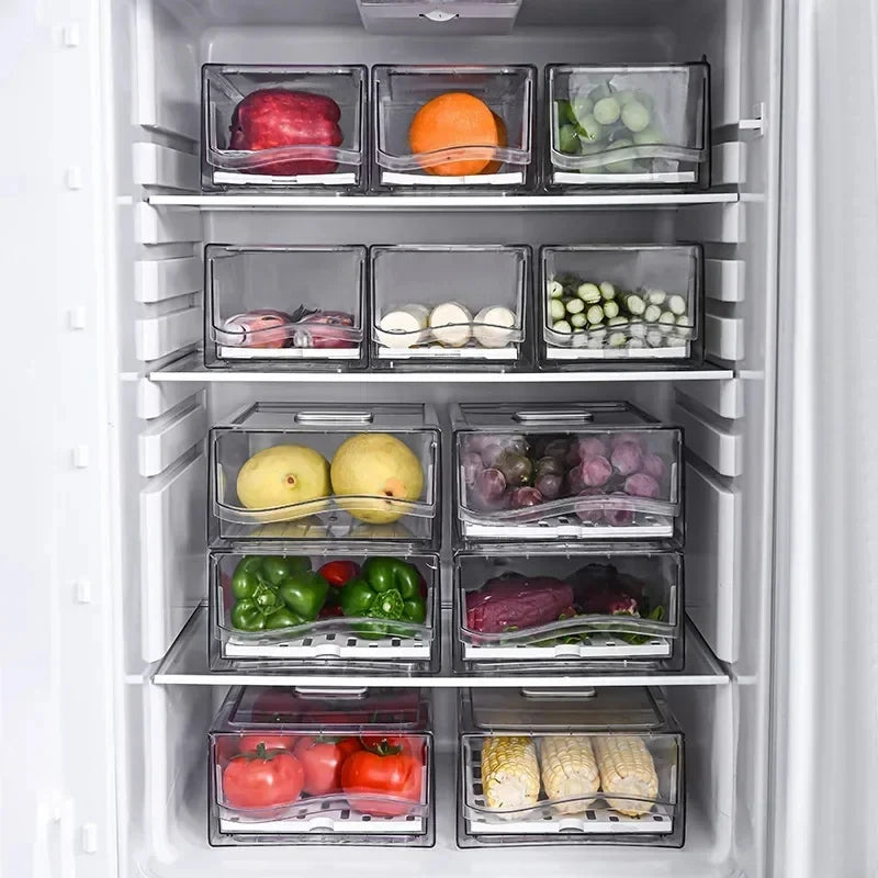 Caja de almacenamiento para refrigerador de cocina, cajón de mantenimiento fresco, grado alimenticio, huevos y carne, acabado co