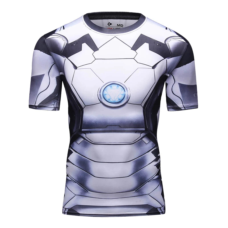 Ropa deportiva Marvel, camiseta de compresión de manga corta para hombre, para entrenamiento, deportes atléticos, fitness, gimnasio, running.