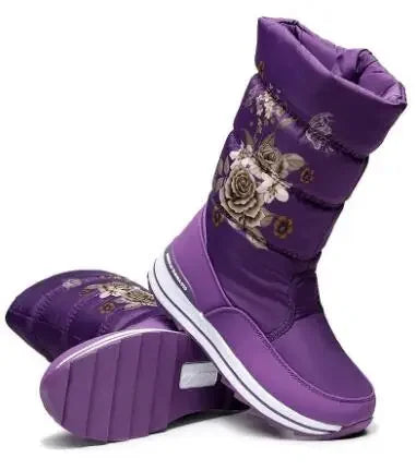Botas de nieve para mujer, botas de invierno con plataforma, botas gruesas de felpa, impermeables y antideslizantes, zapatos de invierno de moda para mujer, botas cálidas de piel para mujer