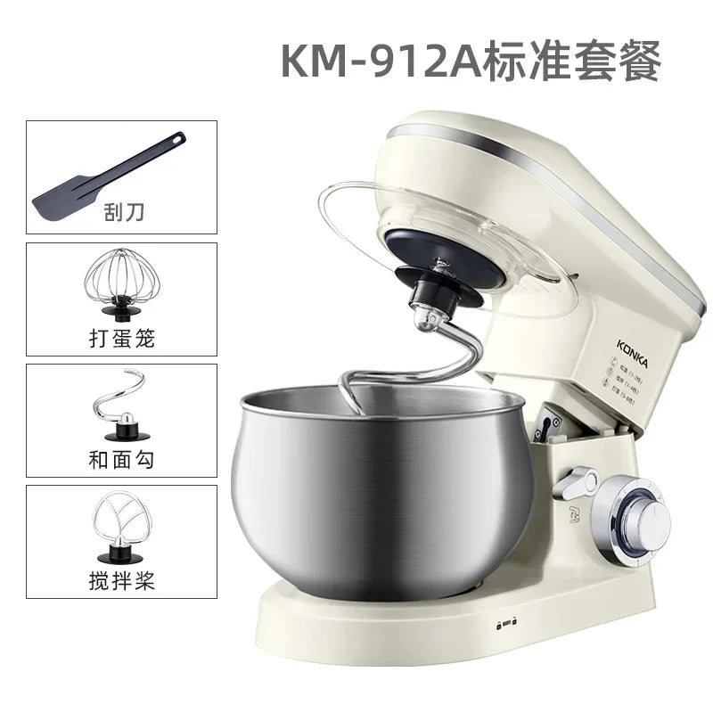 Máquina de crema KONKA de 220 V, silenciosa, para uso doméstico, pequeña batidora de chef comercial, amasadora y mezcladora de masa