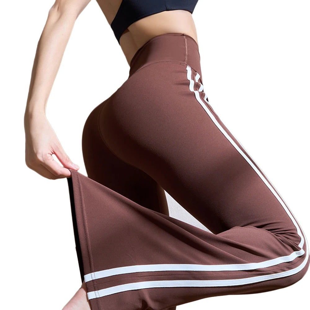 Women Yoga Flare Leggings Fitness Push Up High Waist Wide Leg Workout Pants Gym Elastic Tights Exercise Sport Pant Bell Bottomed