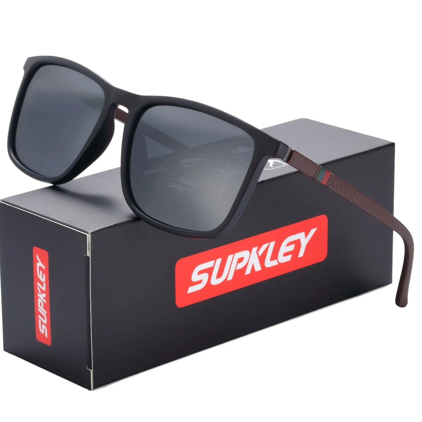 Gafas de sol deportivas SUPKLEY para hombre, polarizadas, cómodas, cuadradas, ligeras, accesorio original