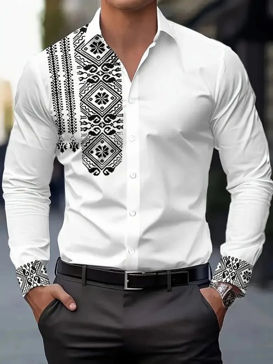 2025 Shirt Men's top Cardigan button Fashion trend pattern slim fit Comfortable soft new vintage top new plus size 6XL