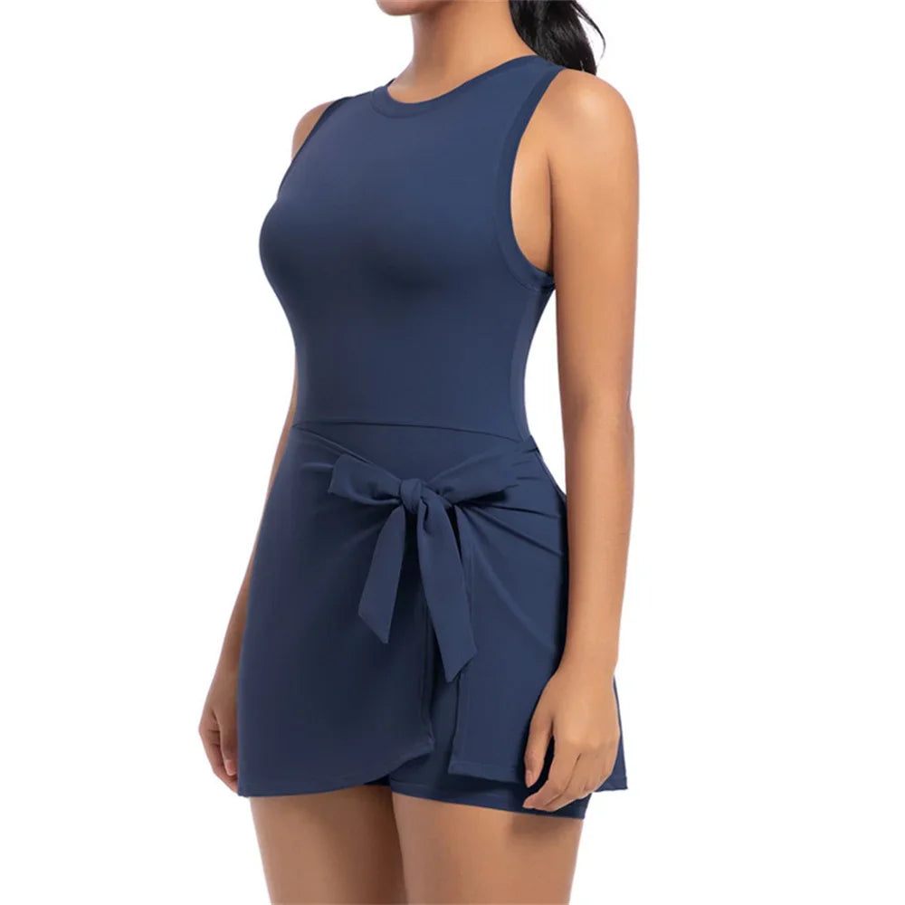 Conjunto de chándal de yoga sin relleno para mujer, mono de una pieza, falda de entrenamiento, mono, ropa deportiva para gimnasio, ropa de entrenamiento para mujer