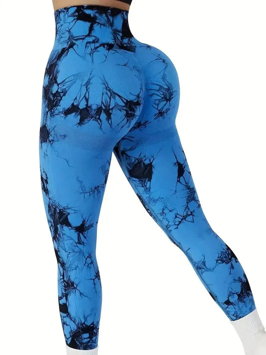 Mallas para mujer, leggings tie-dye, cintura alta, levanta glúteos, control de abdomen, push-up, sin costuras, pantalones de yoga, ropa deportiva para gimnasio.