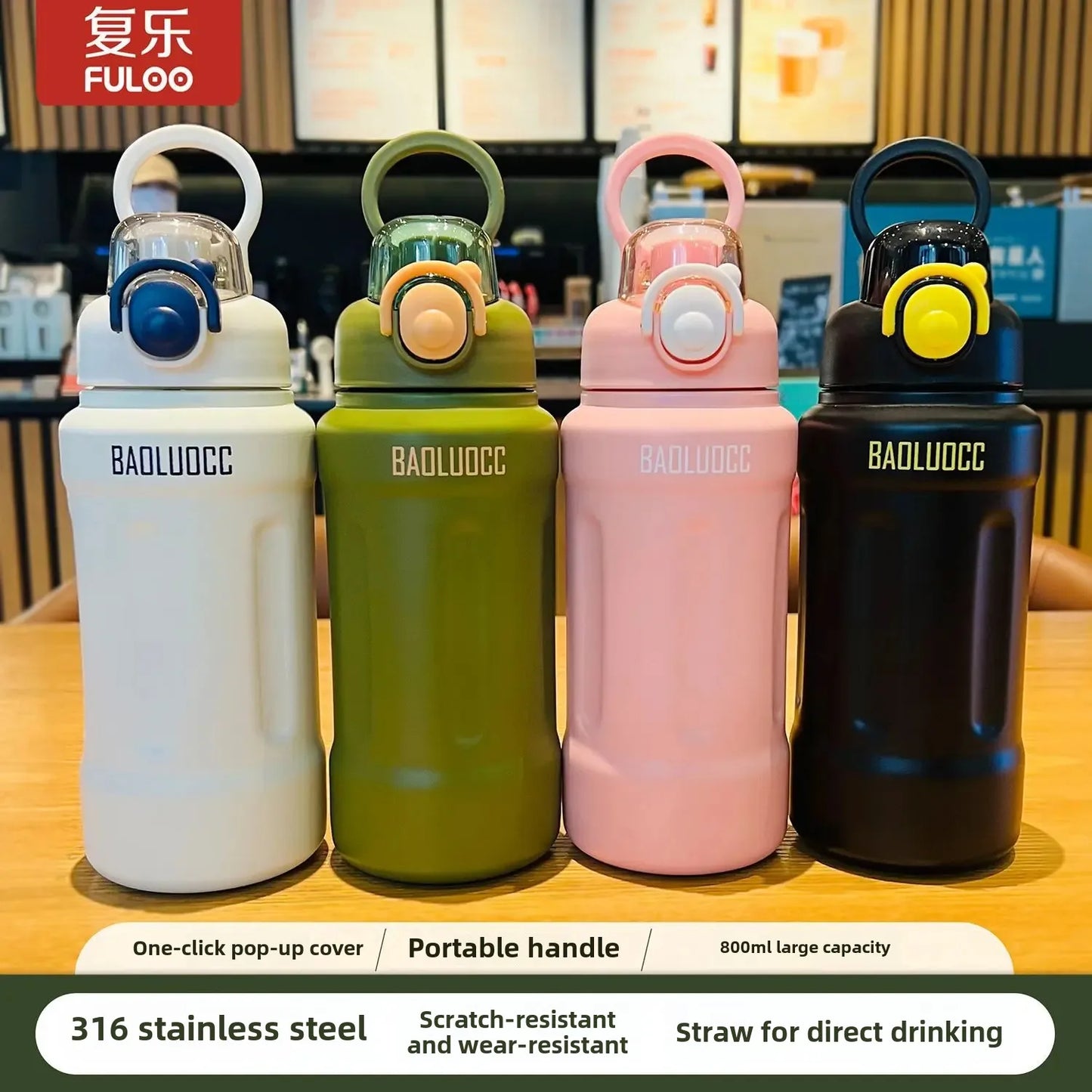 Taza térmica aislante de acero inoxidable 316 de alta capacidad, portátil, deportiva, con pajita, para hombres, mujeres y estudiantes, ideal para actividades al aire libre.