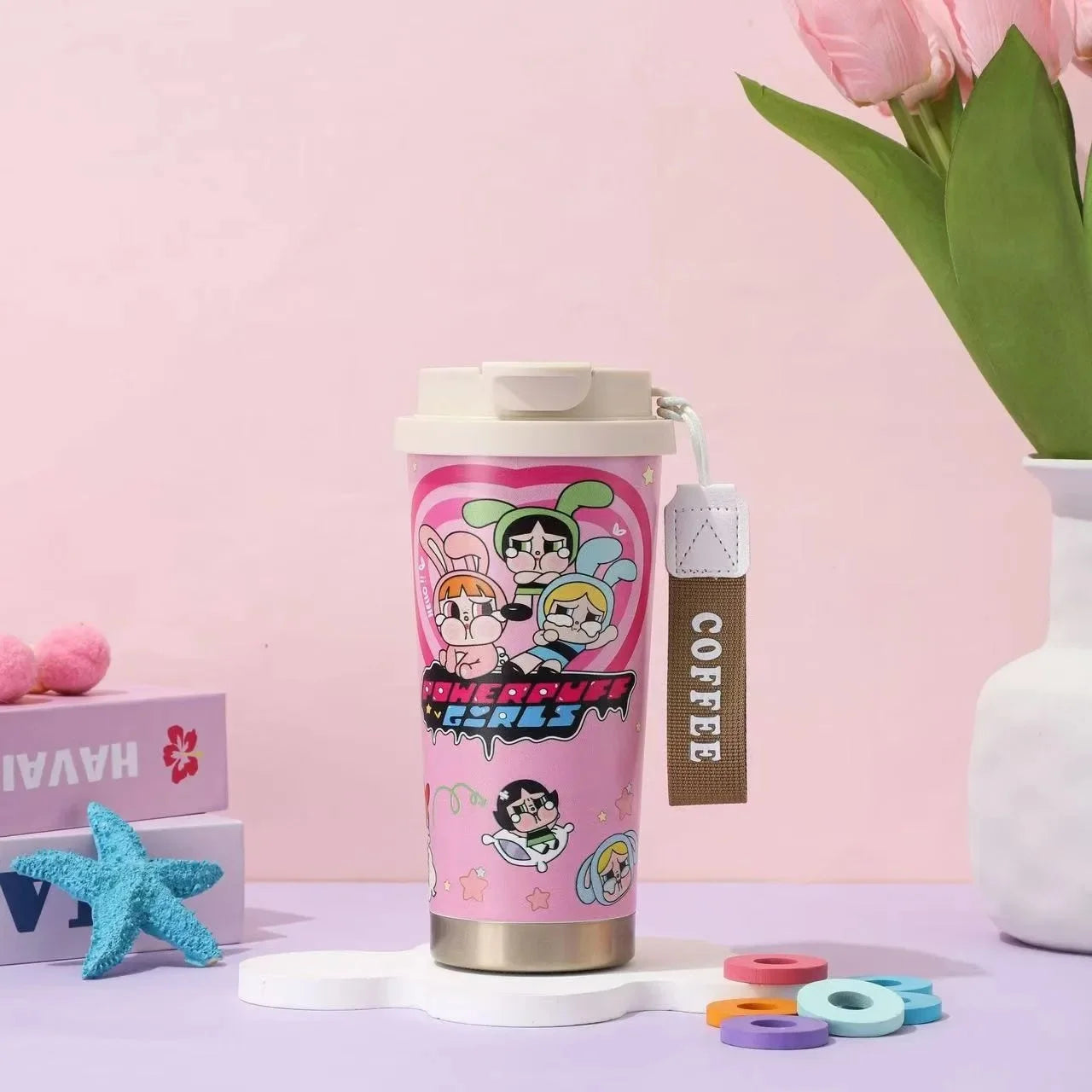 Nueva taza portátil de acero inoxidable con aislamiento, doble vaso con pajita y diseño de campanilla, regalo de gran valor estético, artículos para el hogar.