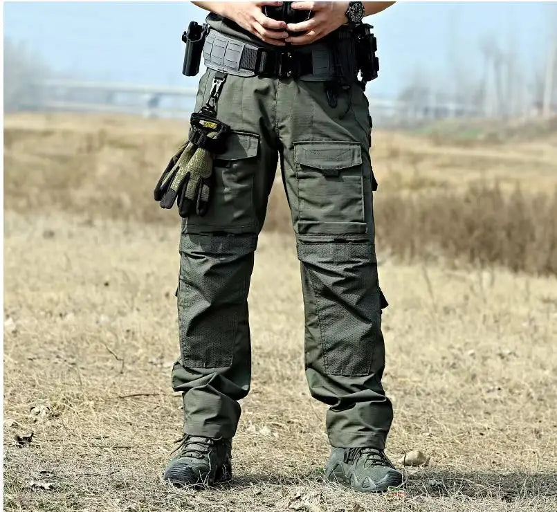 Tactical Cargo Pants Mens Multi-Pockets Wear-resistant Military Trousers Outdoor Training Hiking Fishing Casual Loose Pants Male