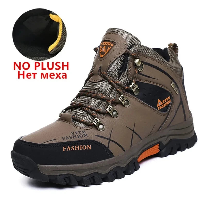 Botas de nieve de invierno para hombre, impermeables, de cuero, muy cálidas, para exteriores, senderismo, trabajo, talla 39-47
