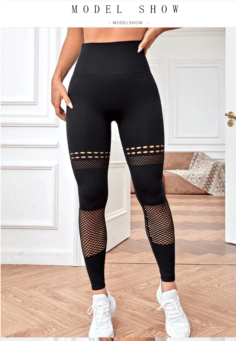 Amazon Fitness Yoga Hollow Cut Seamless Peach Pitted Breathable Tight Trousers Seamless Gym Leggings For Women Sports Wear
