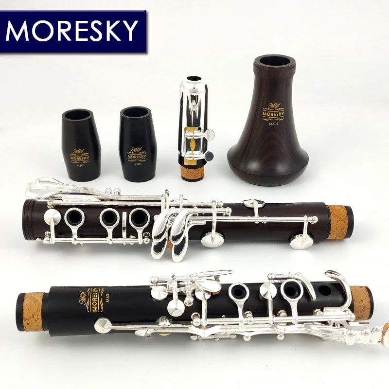 Clarinete MORESKY Sib Madera Ébano Plateado 17 Llaves Granadilla Sib Klarnet M601