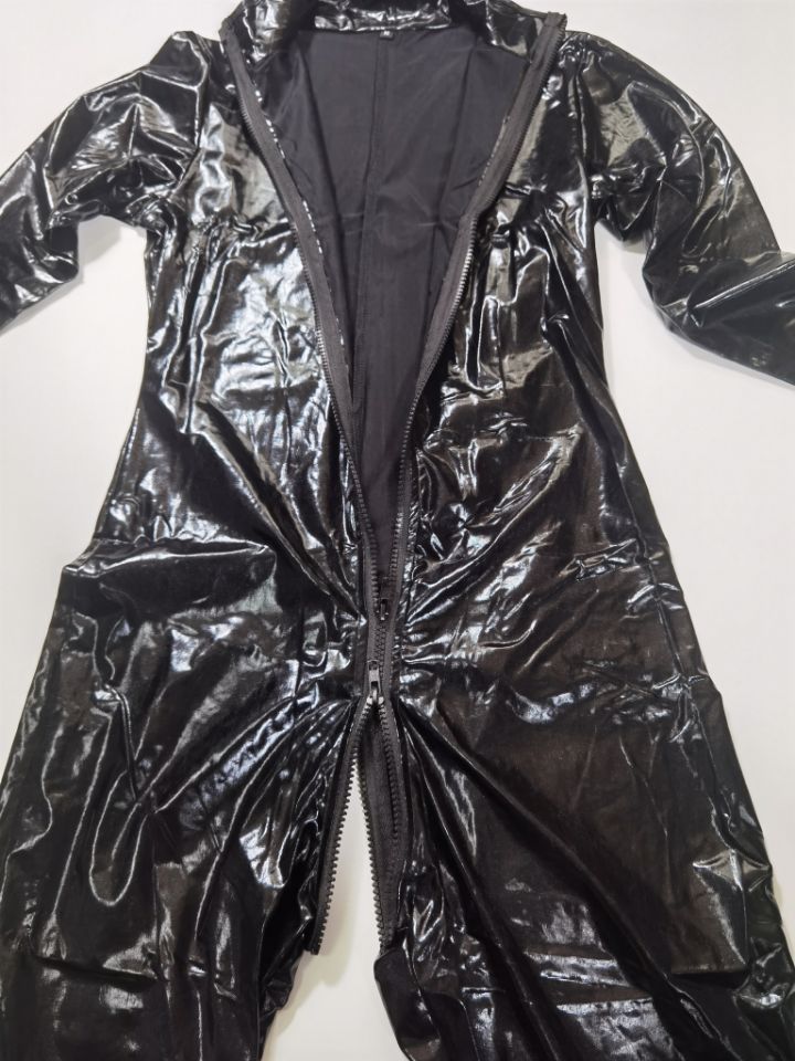 Sexy Cat Womens Jumpsuit Zentai Suit Fancy Dress Shiny Black Wetlook Leather Cat Catsuit Halloween Costumes For Women